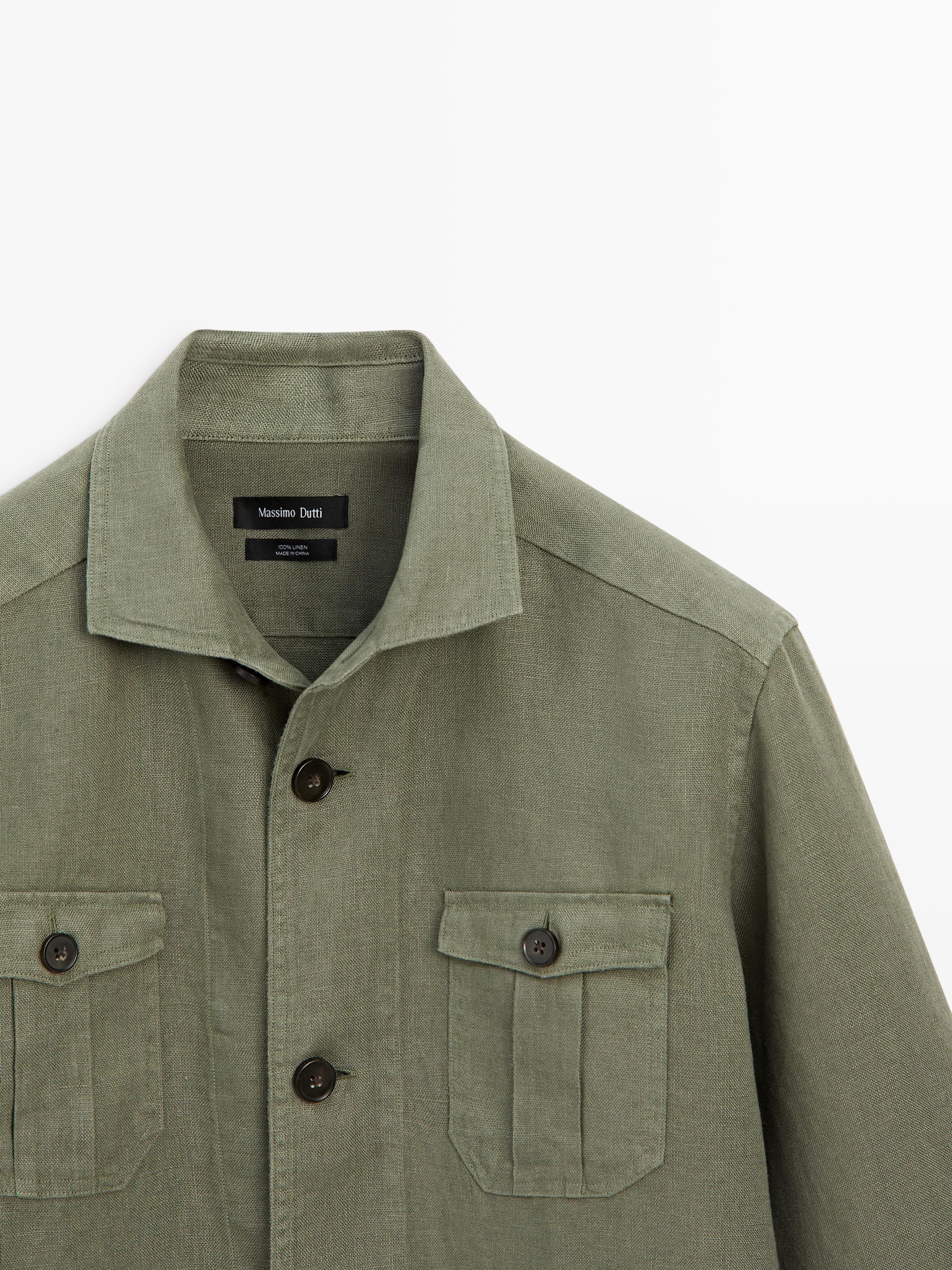 Heavy linen overshirt with pocket details